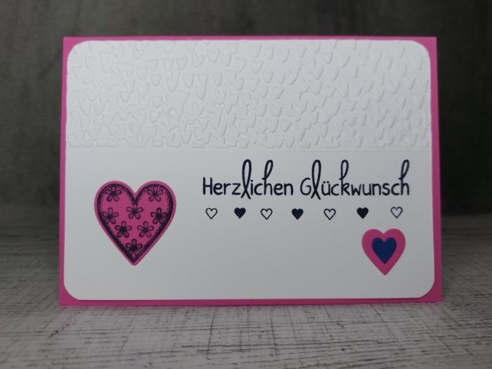 Grußkarte Glückwunschkarte Herzen handgemacht